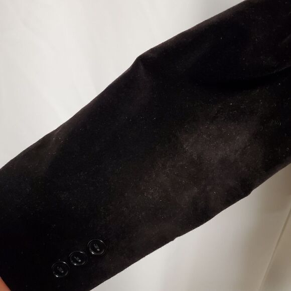 Vintage 80s Retro Black Velvet Punk Goth Rocker Steampunk Power Blazer Medium - Picture 9 of 12